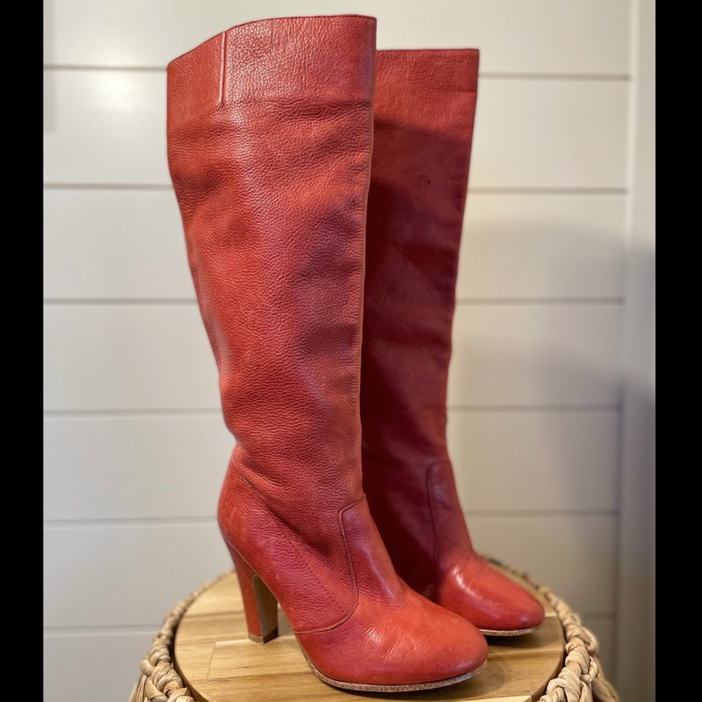 ALDO Red Leather Flosand Boots Size 6